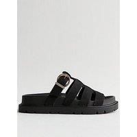 New Look Black Faux Suede Gladiator Mule Sandals