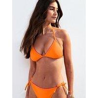 New Look Orange Blanket Stitch Trim Halterneck Bikini Top