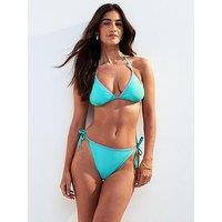 New Look Bright Blue Blanket Stitch Trim Tie Side Bikini Bottoms