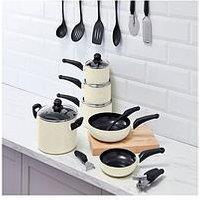 Swan Townhouse 14-Piece Pan And Kitchen Tool Set - Cream