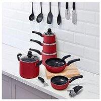 Swan Townhouse 14-Piece Pan And Kitchen Tool Set - Red