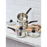Swan Townhouse 3-Piece Stainless Steel Saucepan Set