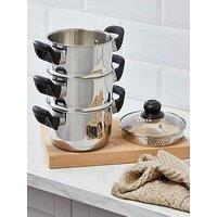 Swan Townhouse 18Cm Stainless Steel 3 Tier Steamer