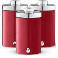Swan Townhouse Set Of 3 Storage Canisters For Coffee/Sugar/Tea- Red