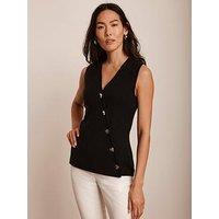 Mint Velvet Asymmetric Knit Waistcoat - Black