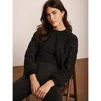 Mint Velvet Lace Mix Bomber Jacket - Black