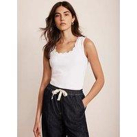 Mint Velvet White Scallop Trim Vest Top - White