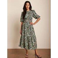Mint Velvet Green Floral Print Midi Dress - Black