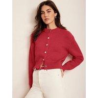 Mint Velvet Cotton Fitted Cardigan - Red