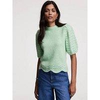 Mint Velvet Stitch Sleeve Knit Top - Green