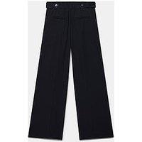 Mint Velvet Pleated Cropped Trousers - Navy