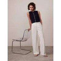 Mint Velvet White Pinstripe Tailored Trousers - Cream