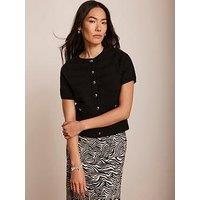 Mint Velvet Cotton Blend Cardigan - Black