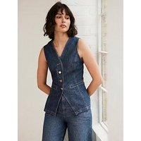 Mint Velvet Denim Waistcoat - Blue