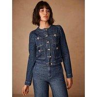 Mint Velvet Indigo Denim Cropped Jacket - Blue