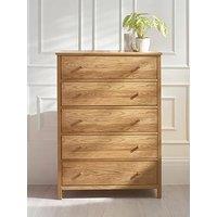 Julian Bowen Coxmoor 5 Drawer Wide Chest - Contains Solid Oak