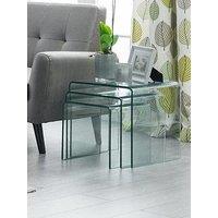 Julian Bowen Amalfi Ready Assembled Bent Glass Nest Of 3 Tables