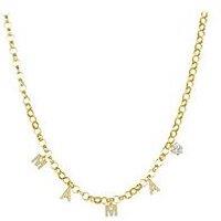 The Love Collection Gold Plated Sterling Silver Mama Cz Charm Necklace