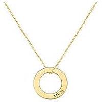 The Love Collection Gold Plated Sterling Silver Disc Mum Pendant Necklace