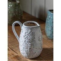 Gallery Direct Meadow Embossed Ceramic Jug Stone