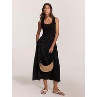Mint Velvet Scallop Trim Midi Dress - Black