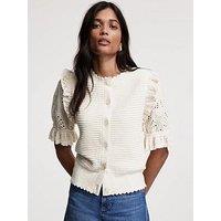 Mint Velvet Broderie Sleeve Cardigan - Cream