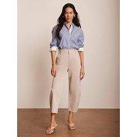 Mint Velvet Neutral Barrel Leg Chino Trousers - Beige
