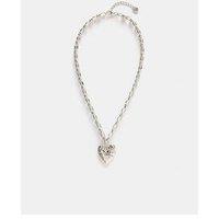 Mint Velvet Tone Heart Chain Necklace - Silver