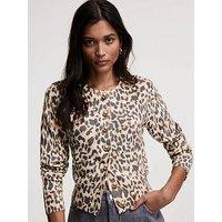 Mint Velvet Leopard Print Cardigan - Cream