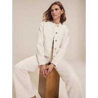 Mint Velvet Ivory Boucle Bomber Jacket - Cream