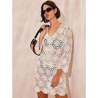 Mint Velvet Crochet Beach Mini Dress - Cream