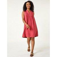 Roman Petite Pintuck Pocket Dress - Rust