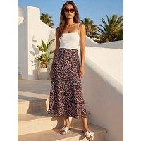 Roman Ditsy Floral Stretch Midi Skirt - Navy