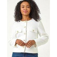 Roman Petite Button & Pocket Jacket - Ivory