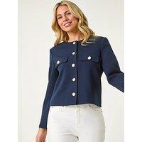 Roman Petite Button Fastening Jacket - Navy