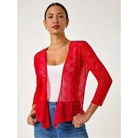 Roman Textured Light Knit Shrug - Red