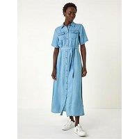Roman Button Through Midi Dress - Light Denim