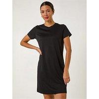 Roman Short Sleeve T-Shirt Dress - Black