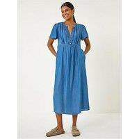 Roman Cotton Denim Midi Dress - Denim