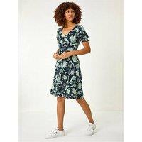 Roman Floral Sweetheart Midi Dress - Lime