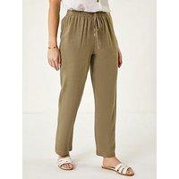 Roman Petite Linen Mix Trousers - Khaki