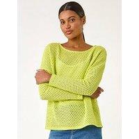 Roman Crochet Cotton Jersey Top - Lime