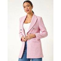 Roman Tailored Longline Boucle Jacket - Pink