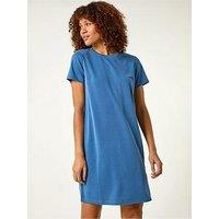 Roman Stitch Detail T-Shirt Dress - Blue