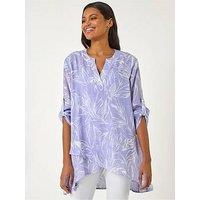 Roman Linear Print Wrap Tunic Top - Lilac