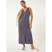 Roman Soft Pique Stretch Midi Dress - Grey