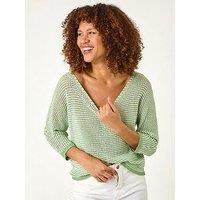 Roman Stitch Detail Knit Jumper - Green