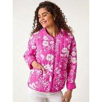 Roman Floral Print Cotton Jacket - Pink
