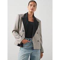 The Very Collection Contrast Lapel Boxy Crop Blazer - Black