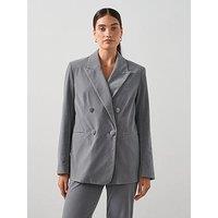 The Very Collection Relaxed Velvet Suit Jacket - Grey